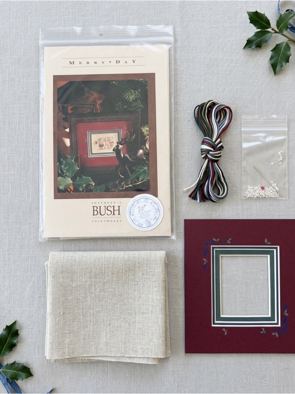 Shepherds Bush Merry Day Cross Stitch Kit Complete w/ Silk Threads Painted Mat
